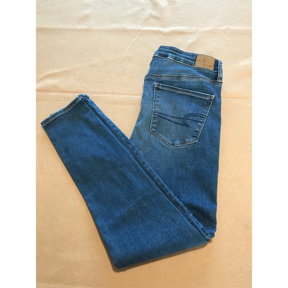 American Eagle High Rise Jegging Next Level Stretch Blue Denim Jeans Size 12 Reg